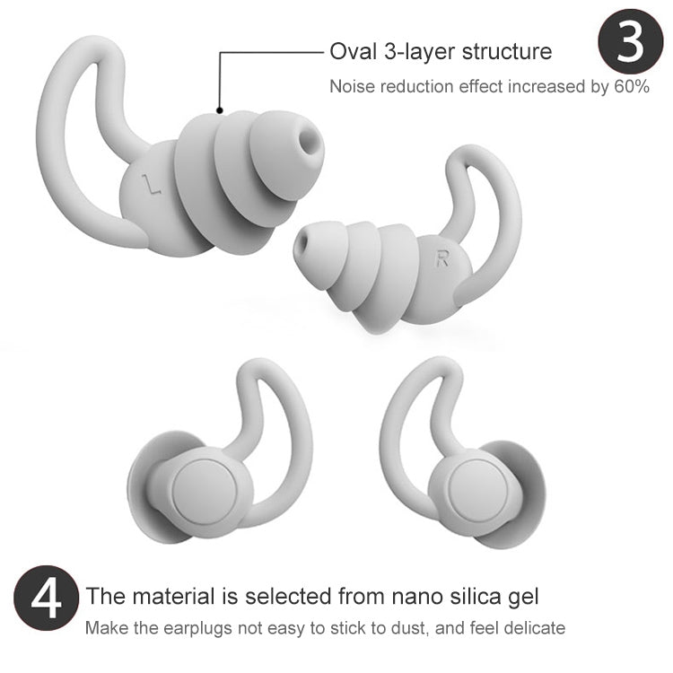 iMeBoBo A1 Shark Fin Version Nano Silicone Sleeping Noise Reduction Earplugs, Style:Two Layer(Grey) - Apple Accessories by buy2fix | Online Shopping UK | buy2fix