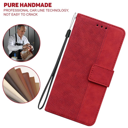 For Huawei P smart 2019/Honor 10 Lite Geometric Embossed Leather Phone Case(Red) by buy2fix