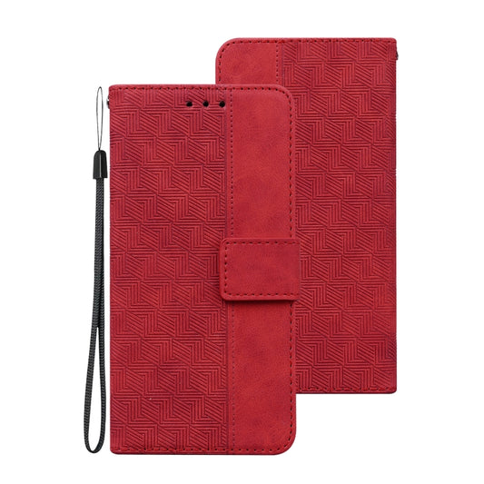 For Huawei P smart 2021 / Y7a Geometric Embossed Leather Phone Case(Red) by buy2fix