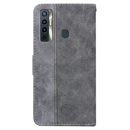 For Tecno Camon 17 Geometric Embossed Leather Phone Case(Grey) by buy2fix