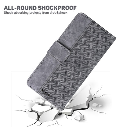 For Tecno Camon 17 Geometric Embossed Leather Phone Case(Grey) by buy2fix