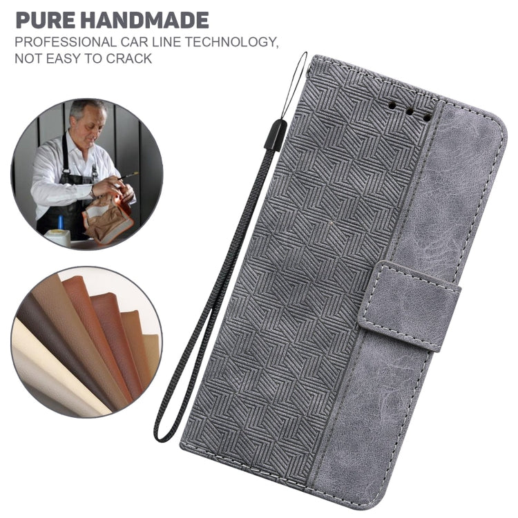 For Tecno Camon 17 Geometric Embossed Leather Phone Case(Grey) by buy2fix