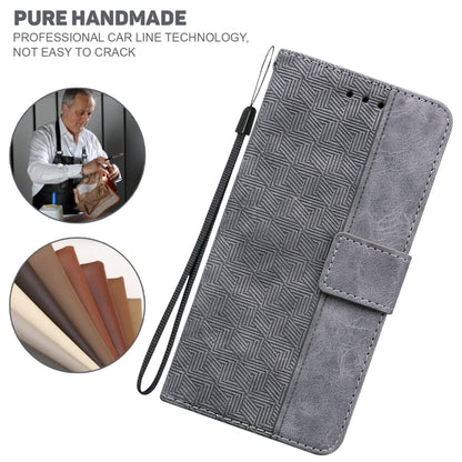 For Tecno Camon 17 Geometric Embossed Leather Phone Case(Grey) by buy2fix