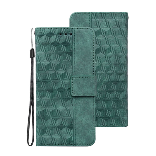 For Samsung Galaxy A73 5G Geometric Embossed Leather Phone Case(Green) by buy2fix