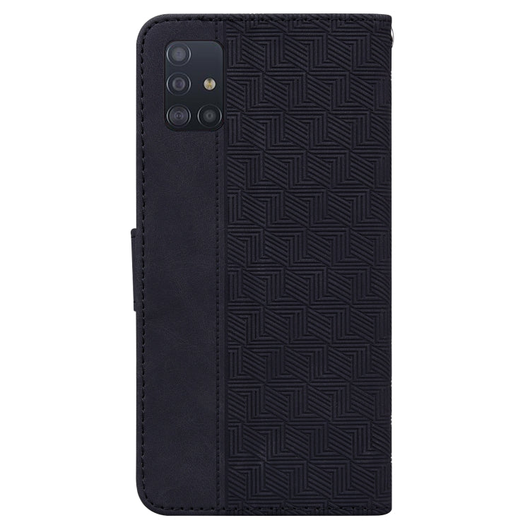 For Samsung Galaxy A71 Geometric Embossed Leather Phone Case(Black) - Samsung Accessories by buy2fix | Online Shopping UK | buy2fix