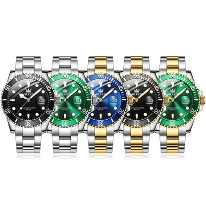 OLEVS 5885 Men Fashion Waterproof Luminous Quartz Watch(Blue + Gold) - Metal Strap Watches by OLEVS | Online Shopping UK | buy2fix