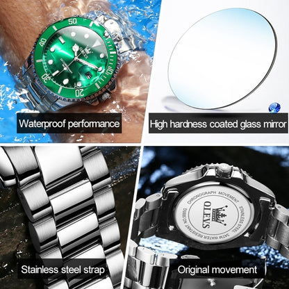 OLEVS 5885 Men Fashion Waterproof Luminous Quartz Watch(Blue + Gold) - Metal Strap Watches by OLEVS | Online Shopping UK | buy2fix