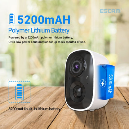 ESCAM G14 Rechargeable 1080P Full HD AI Recognition Infrared Night Vision WiFi Camera - Security by ESCAM | Online Shopping UK | buy2fix