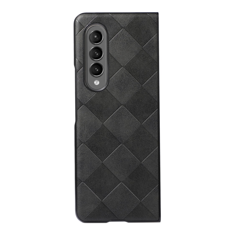 For Samsung Galaxy Z Fold3 5G Weave Plaid PU Phone Case(Black) by buy2fix