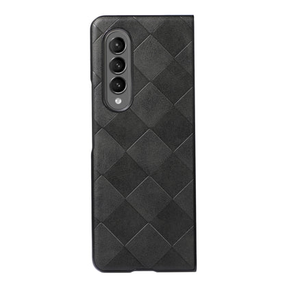 For Samsung Galaxy Z Fold3 5G Weave Plaid PU Phone Case(Black) by buy2fix