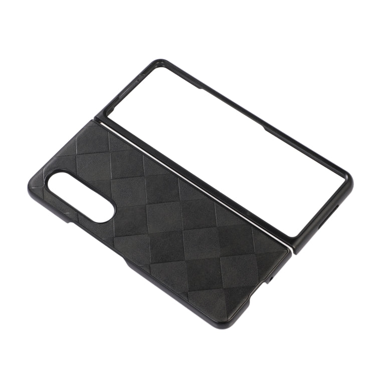 For Samsung Galaxy Z Fold3 5G Weave Plaid PU Phone Case(Black) by buy2fix