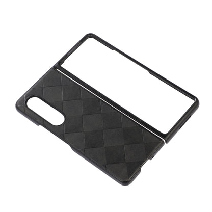 For Samsung Galaxy Z Fold3 5G Weave Plaid PU Phone Case(Black) by buy2fix