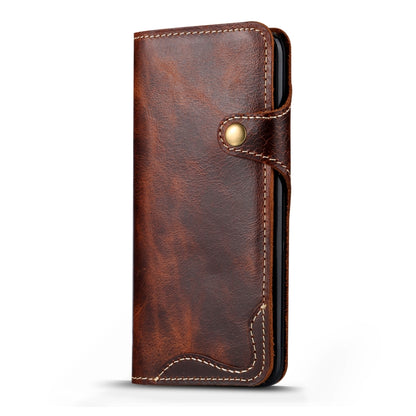 For Galaxy S9 Plus Denior Oil Wax Cowhide Magnetic Button Horizontal Flip Leather Case with Card Slots & Wallet(Brown) - Galaxy Phone Cases by Denior | Online Shopping UK | buy2fix