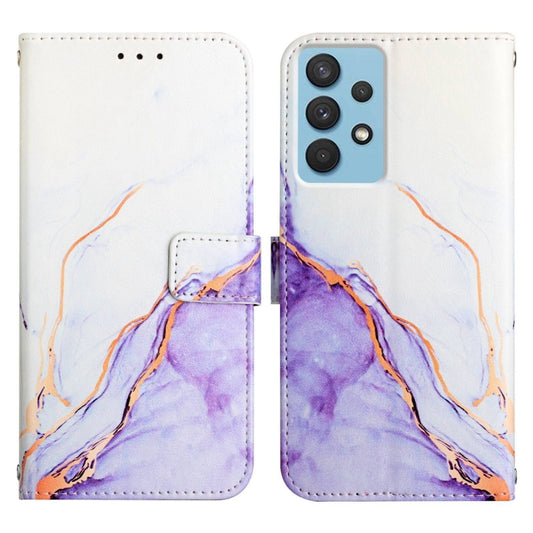 For Samsung Galaxy A13 4G PT003 Marble Pattern Flip Leather Phone Case(LS006) by buy2fix