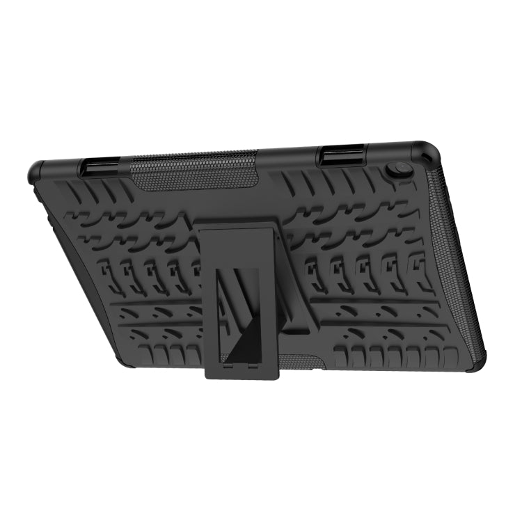 For Lenovo Tab M10 X605 / X505 Tire Texture Shockproof TPU+PC Protective Tablet Case with Holder(Black) - For Lenovo by buy2fix | Online Shopping UK | buy2fix