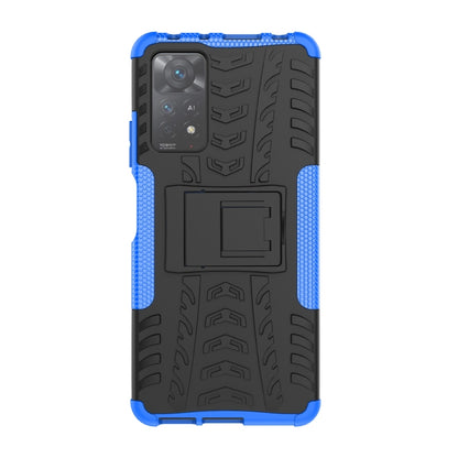 For Xiaomi Redmi Note 11 Pro 5G International Version Tire Texture Shockproof TPU+PC Phone Case with Holder(Blue) - Xiaomi Accessories by buy2fix | Online Shopping UK | buy2fix