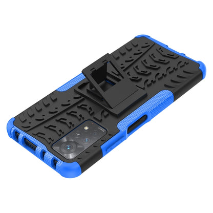 For Xiaomi Redmi Note 11 Pro 5G International Version Tire Texture Shockproof TPU+PC Phone Case with Holder(Blue) - Xiaomi Accessories by buy2fix | Online Shopping UK | buy2fix