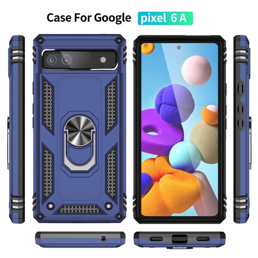 For Google Pixel 6A Shockproof TPU + PC Protective Case with 360 Degree Rotating Holder(Blue) by buy2fix