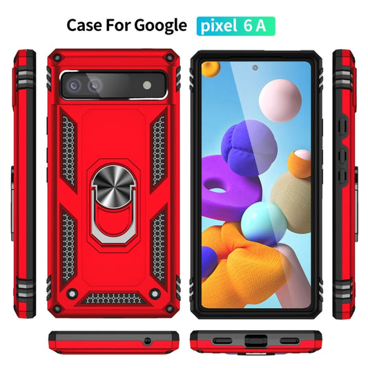 For Google Pixel 6A Shockproof TPU + PC Protective Case with 360 Degree Rotating Holder(Red) by buy2fix