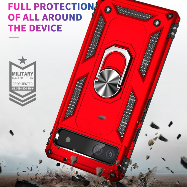 For Google Pixel 6A Shockproof TPU + PC Protective Case with 360 Degree Rotating Holder(Red) - Google Cases by buy2fix | Online Shopping UK | buy2fix