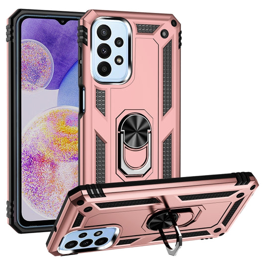 For Samsung Galaxy A23 Shockproof TPU + PC Phone Case with Holder(Rose Gold) - Samsung Accessories by buy2fix | Online Shopping UK | buy2fix
