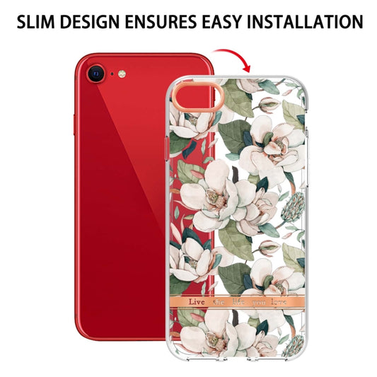 For iPhone SE 2022 / SE 2020 / 8 / 7 Flowers and Plants Series IMD TPU Phone Case(Green Gardenia) by buy2fix