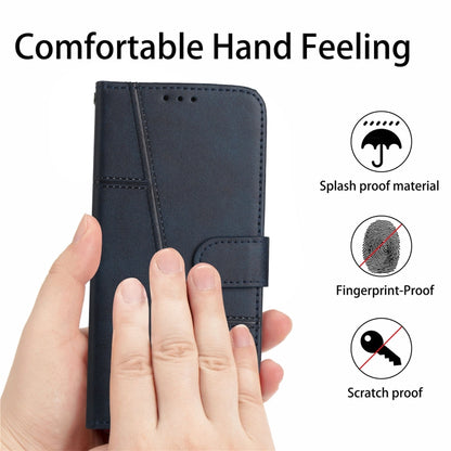 For Tecno Camon 17 Pro Stitching Calf Texture Buckle Leather Phone Case(Blue) by buy2fix