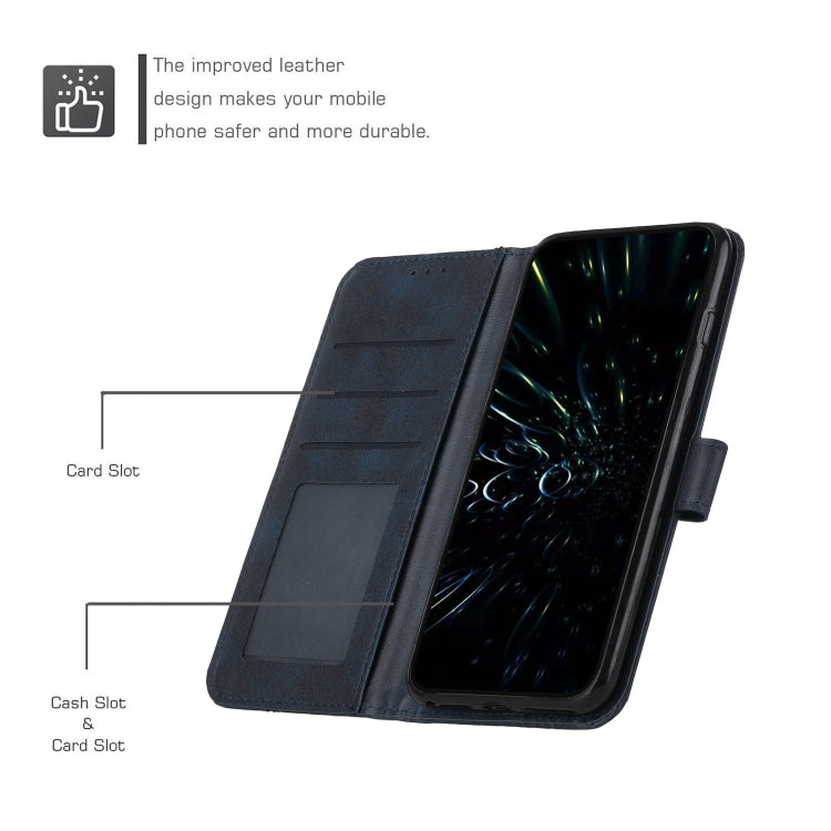 For Tecno Camon 17 Pro Stitching Calf Texture Buckle Leather Phone Case(Blue) by buy2fix