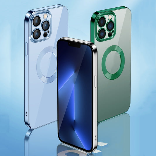 For iPhone 13 Pro 9D Electroplated Edge Lens Film Clear PC + TPU Shockproof Case (Sierra Blue) by buy2fix