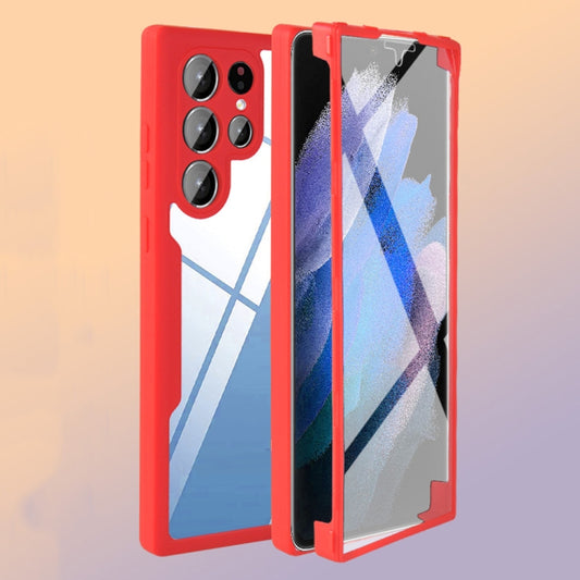 For Samsung Galaxy S22 Ultra 5G Acrylic + TPU 360 Degrees Full Coverage Shockproof Phone Case(Black) by buy2fix