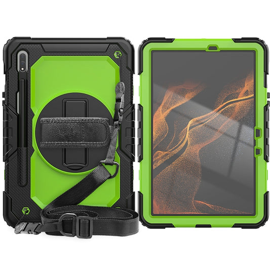For Samsung Galaxy Tab S8 11 inch SM-X700 Silicone + PC Tablet Case(Black+Yellow Green) by buy2fix
