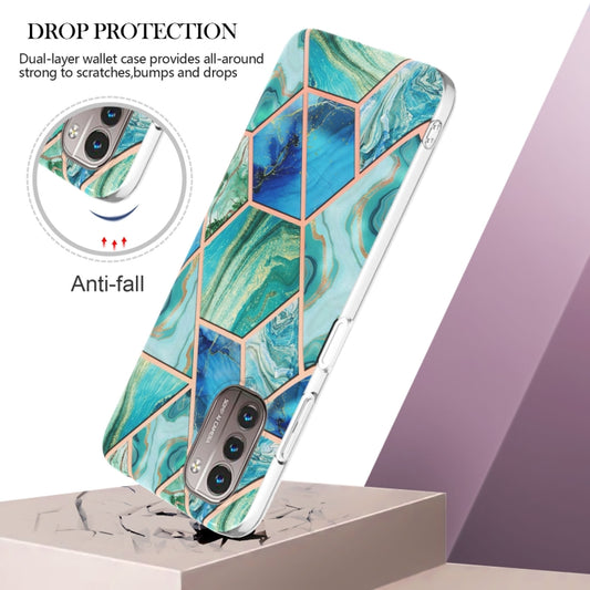 For Nokia G21 / G11 Electroplating IMD Splicing Marble TPU Phone Case(Green) by buy2fix
