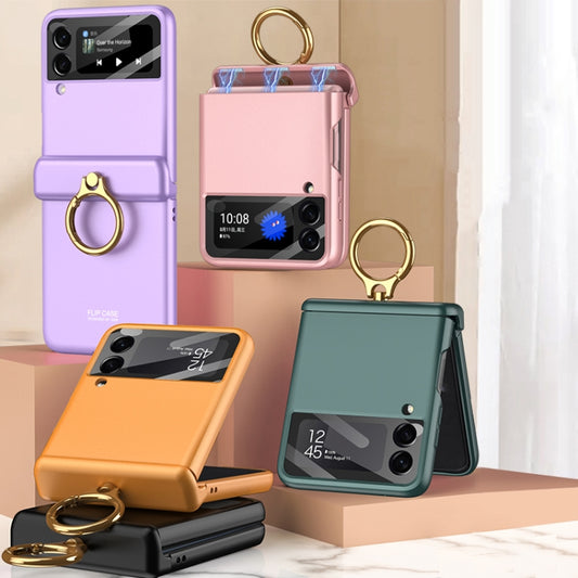 For Samsung Galaxy Z Flip3 5G GKK Magnetic Hinged Flip Case with Ring Holder(Black) by GKK