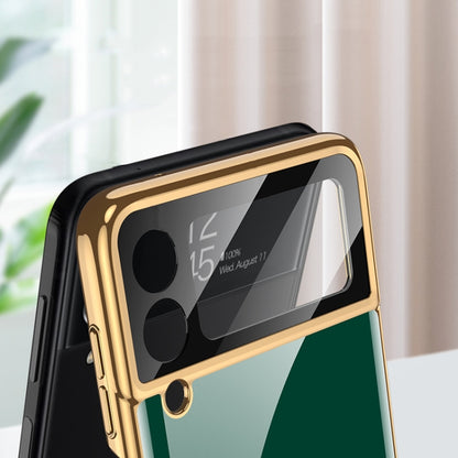 For Samsung Galaxy Z Flip3 5G GKK Integrated Solid Color Plating Phone Case with Ring Holder(Emerald Green) - Galaxy Phone Cases by GKK | Online Shopping UK | buy2fix