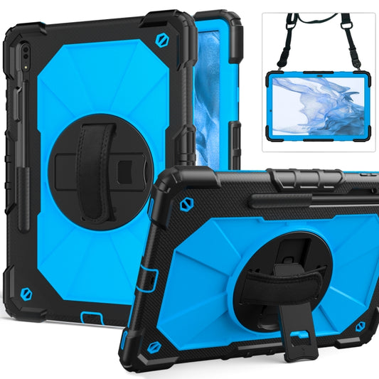 For Samsung Galaxy Tab S8+ 12.4 inch SM-X800 / SM-X806 Contrast Color Robot Shockproof Silicone + PC Tablet Case(Black+Blue) by buy2fix