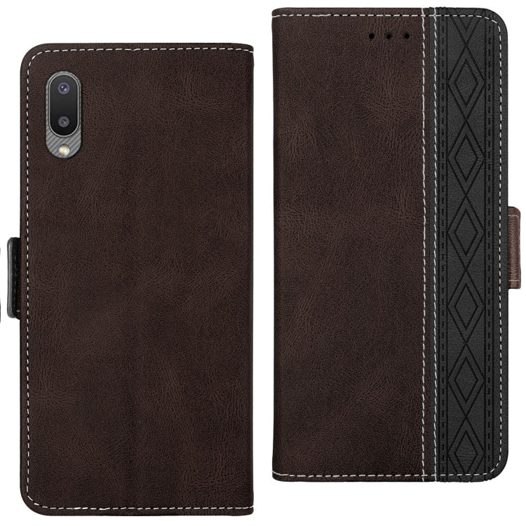 For Samsung Galaxy A02 Stitching Side-Magnetic RFID Leather Phone Case(Coffee) by buy2fix