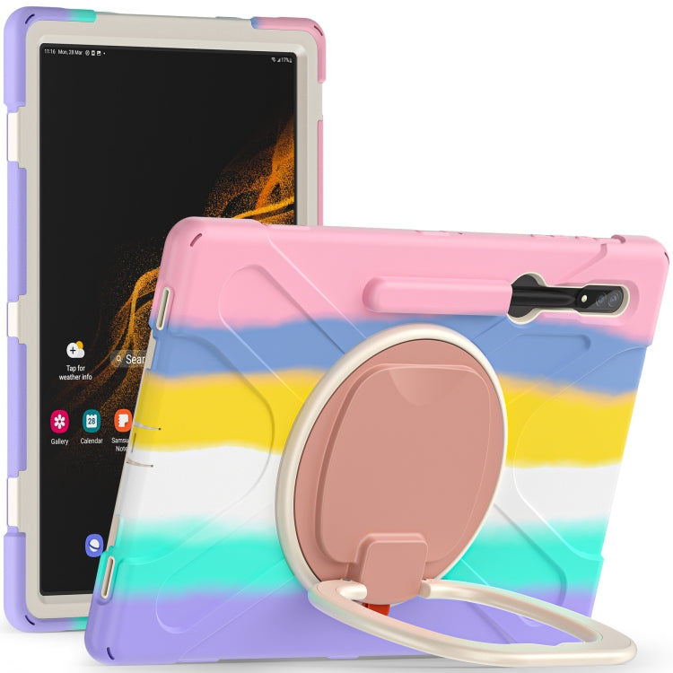 For Samsung Galaxy Tab S8 Ultra X900 Silicone + PC Tablet Protective Case(Colorful Pink) - Galaxy Tab S8 Ultra Cases by buy2fix | Online Shopping UK | buy2fix