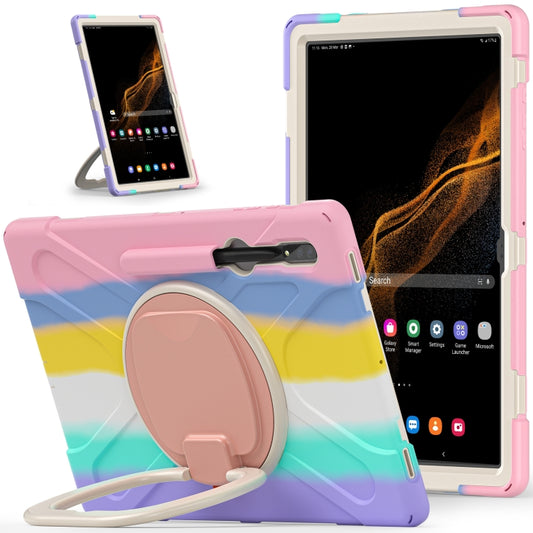 For Samsung Galaxy Tab S8 Ultra X900 Silicone + PC Tablet Protective Case(Colorful Pink) by buy2fix