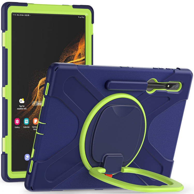 For Samsung Galaxy Tab S8 Ultra X900 Silicone + PC Tablet Protective Case(Navy Blue + Yellow Green) - Galaxy Tab S8 Ultra Cases by buy2fix | Online Shopping UK | buy2fix