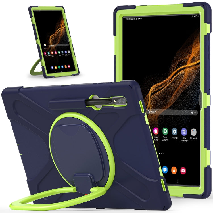 For Samsung Galaxy Tab S8 Ultra X900 Silicone + PC Tablet Protective Case(Navy Blue + Yellow Green) - Galaxy Tab S8 Ultra Cases by buy2fix | Online Shopping UK | buy2fix