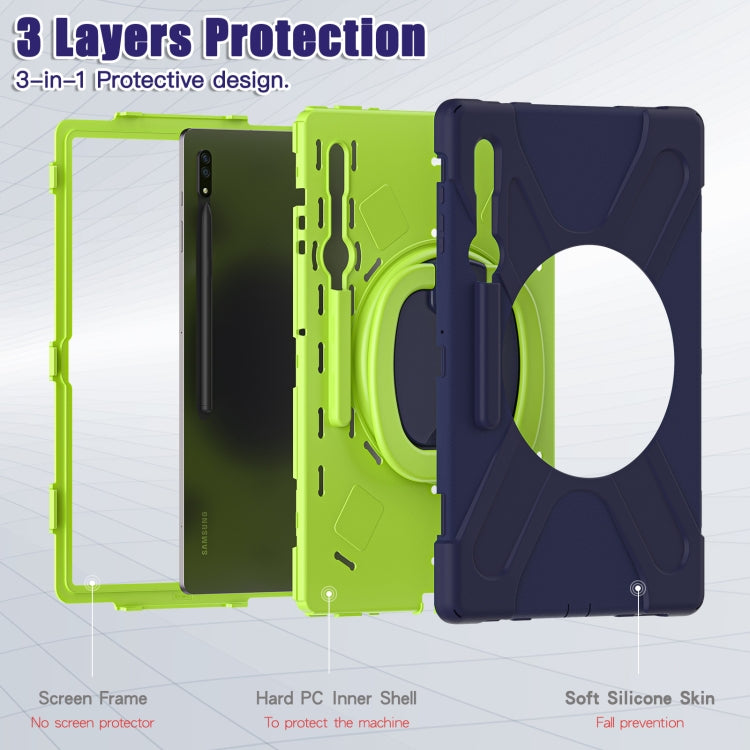 For Samsung Galaxy Tab S8 Ultra X900 Silicone + PC Tablet Protective Case(Navy Blue + Yellow Green) - Galaxy Tab S8 Ultra Cases by buy2fix | Online Shopping UK | buy2fix
