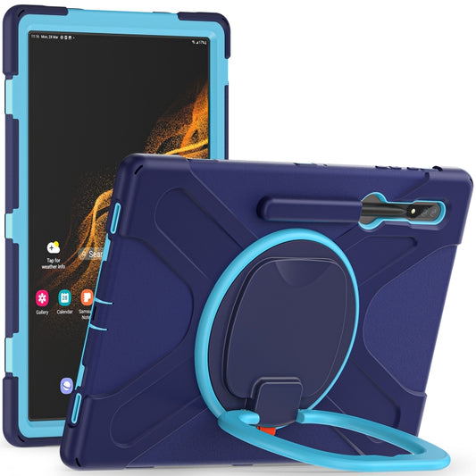 For Samsung Galaxy Tab S8 Ultra X900 Silicone + PC Tablet Protective Case(Navy Blue + Blue) - Galaxy Tab S8 Ultra Cases by buy2fix | Online Shopping UK | buy2fix