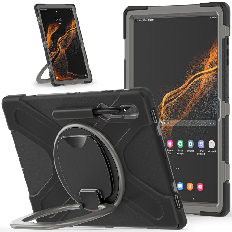 For Samsung Galaxy Tab S8 Ultra X900 Silicone + PC Tablet Protective Case(Black Grey) - Galaxy Tab S8 Ultra Cases by buy2fix | Online Shopping UK | buy2fix