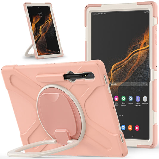 For Samsung Galaxy Tab S8 Ultra X900 Silicone + PC Tablet Protective Case(Rose Gold) by buy2fix