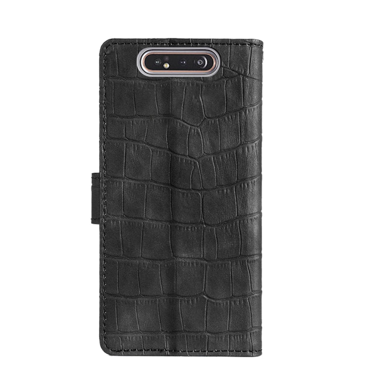For Samsung Galaxy A80 Skin Feel Crocodile Texture Magnetic Clasp PU Leather Phone Case(Black) by buy2fix