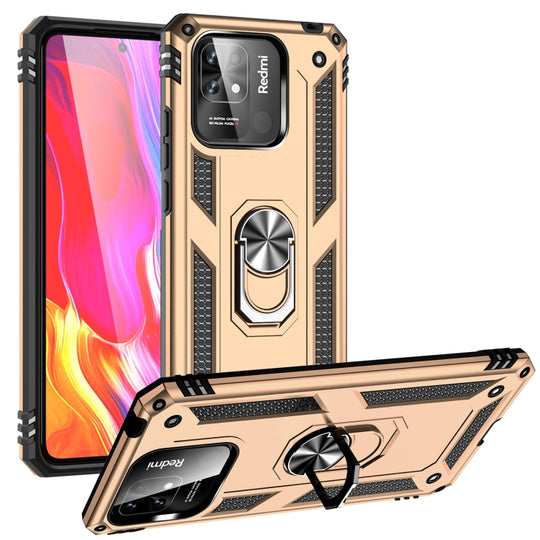 For Xiaomi Redmi 10C Shockproof TPU + PC Phone Case with 360 Degree Rotating Holder(Gold)