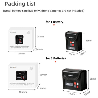 Sunnylife EVO-DC354 3 in 1 Battery Explosion-proof Bag for EVO Nano - DJI & GoPro Accessories by Sunnylife | Online Shopping UK | buy2fix