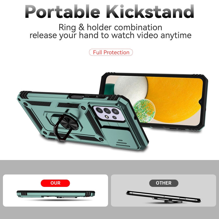 For Samsung Galaxy A23 5G Sliding Camshield Holder Phone Case(Dark Green) by buy2fix