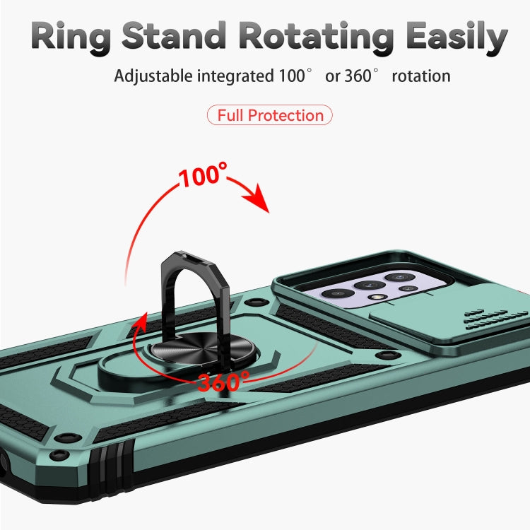 For Samsung Galaxy A23 5G Sliding Camshield Holder Phone Case(Dark Green) by buy2fix