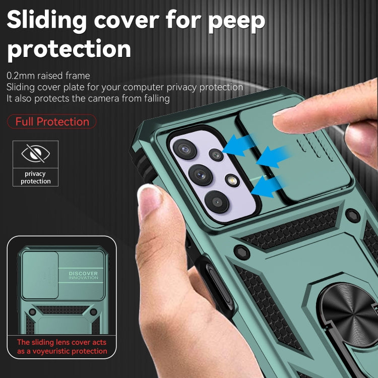 For Samsung Galaxy A23 5G Sliding Camshield Holder Phone Case(Dark Green) by buy2fix